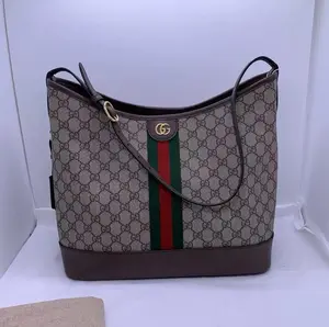 Pre-owned coated canvas Shoulder Bags GUCCI Ophidia Open Bucket Bag GG with Leather Tote Made in Italy