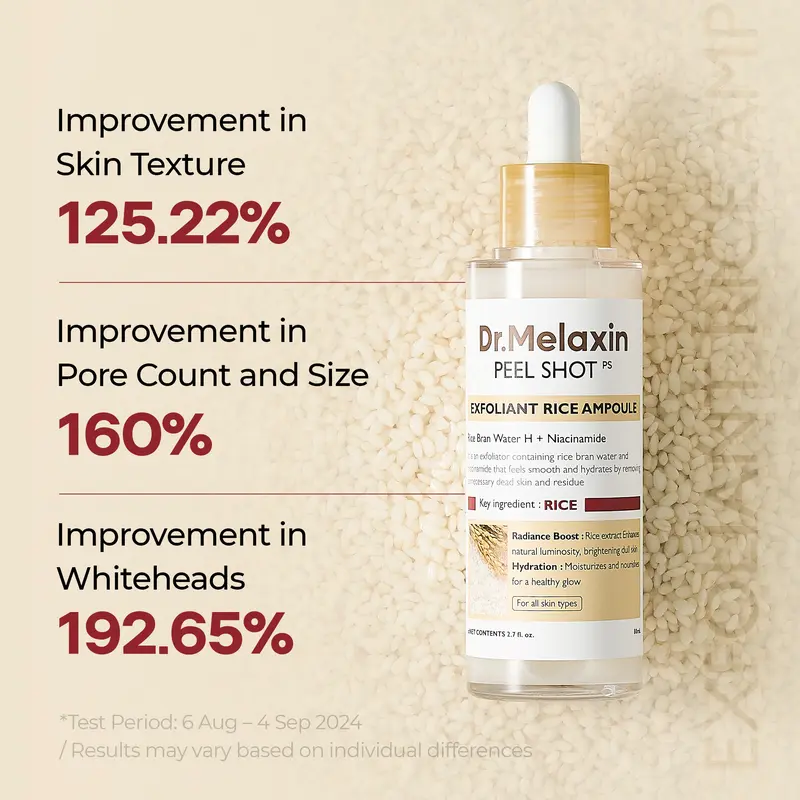 Product Introduction of [Dr.Melaxin Official] Peel Shot Glow Rice Ampoule Duo - Serums for Brightening, Exfoliating, and Moisturizing - Suitable for All Skin Types 5