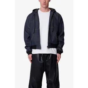 mnml Raw Hooded Denim Jacket - Rinsed Indigo