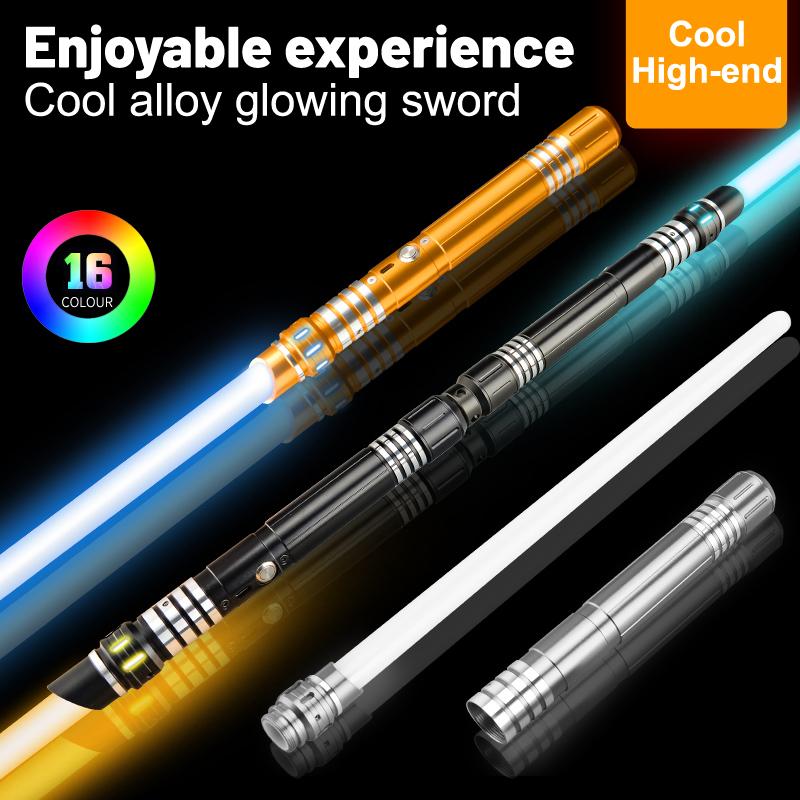 Interstellar Alloy Lightsaber 2-in-1 Connectable Double-Bladed with 16 RGB Colors Gravity Sensing Sound Effects Premium Metal Handle Rechargeable Dueling Toy Sword