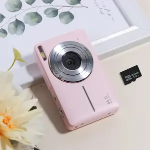 2026 New Upgraded Portable Pocket Vlogging Camera with 32GB SD Card & Wrist Strap, Self Timer, Anti-Shake, 16X Digital Zoom, FHD 1080P Point & Shoot Camera for Daily Photography, Perfect Holiday Gift for Adults, Teens & Kids【Light Pink】