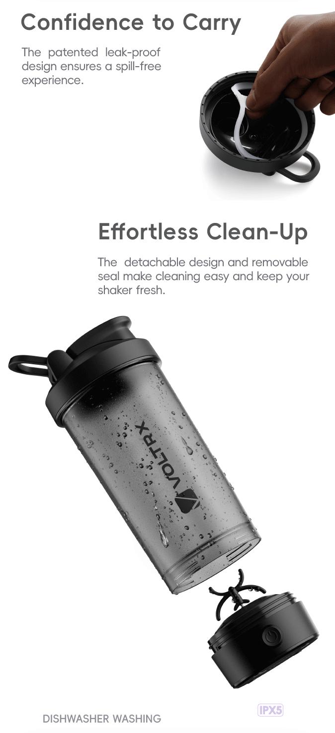 VOLTRX Protein Shaker Bottle, Merger USB C Rechargeable Electric Protein Shake Mixer, Shaker Cups for Protein Shakes and Meal Replacement Shakes, BPA Free, 24oz