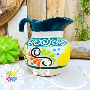Dark Teal Small Engobe Clay Pitcher - Jarro