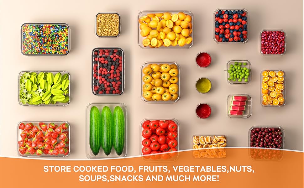 AISOON 50/40/24 PCS Food Storage Containers with Lids, Airtight, Leakproof, BPA-Free, Stackable Meal Prep Containers – Microwave, Freezer, Dishwasher & Oven Safe Kitchen Organization Utensils