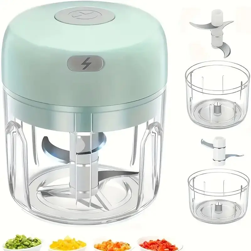 Wireless Electric Garlic Mincer, Mini Food Processor, Vegetable Chopper Tool, Vegetable Cutter with Rechargeable Battery, USB Charging, 1600 Rpm Motor, Suitable for Garlic Ginger Onion, Portable Veggie Chopper
