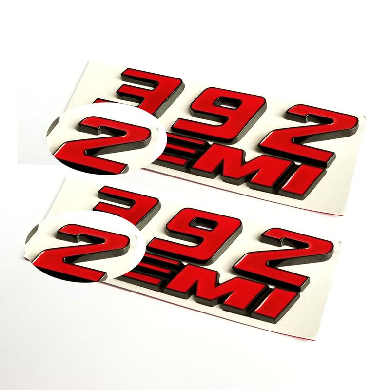 392 Side Emblem Badge Set Fits Dodge Challenger Charger Replacement (Black/Red) 2-Pack
