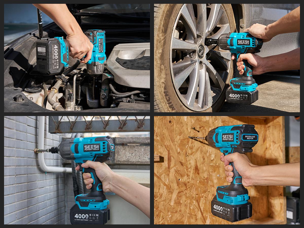 SEESII Cordless Brushless Impact Wrench WH860 Ultra 1300Nm High Torque 2x 21V 4.0Ah Li-ion Batteries 3-Speed Gear LED Light Full Accessories Kit for Agricultural Machinery Trucks Car Repair Home Use SEESII Cordless Brushless Impact Wrench WH860 Ultra 1300Nm High Torque 2x 21V 4.0Ah Li-ion Batteries 3-Speed Gear LED Light Full Accessories Kit for Agricultural Machinery Trucks Car Repair Home Use