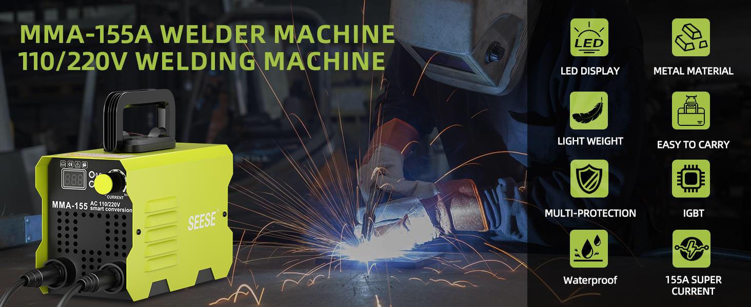 SEESE 155Amp MINI Portable Welding Machine, AC 110/220V Smart Conversion, Compact and Lightweight Design, Ideal for Home, DIY Projects, Easy to Carry