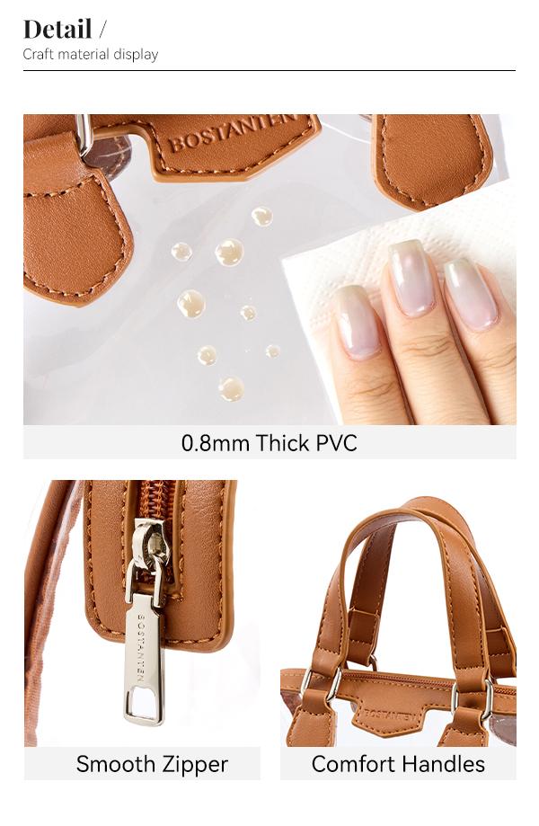 BOSTANTEN Clear Bag for Stadium Approved Top Handle Crossbody Purses Barrel Handbag for Events, Concerts, Travel, Daily Use