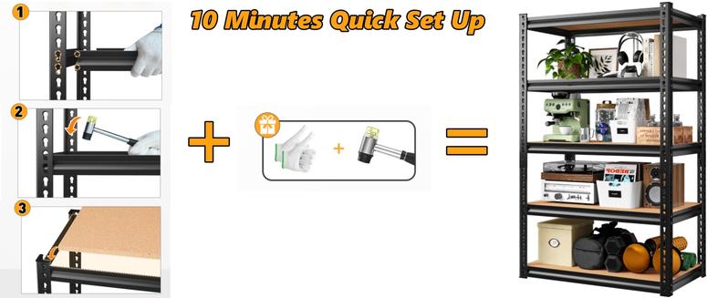 Raybee Furniture 1550-2020 LBS 5 Tier Garage Shelving Heavy Duty Adjustable Garage Shelves, Utility Rack Shelf, Shelving Units for Storage Warehouse Pantry Closet