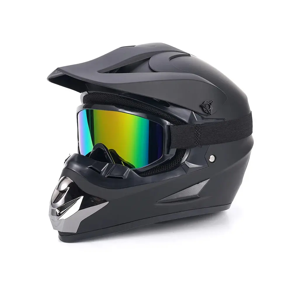 Matte Black Off-Road Dirt Bike Helmet with Goggles & Gloves, DOT Approved Full Face Motocross Helmet, Lightweight Breathable ATV MX BMX Racing Helmet for Men Women, Low-Key Sleek Design sohochic
