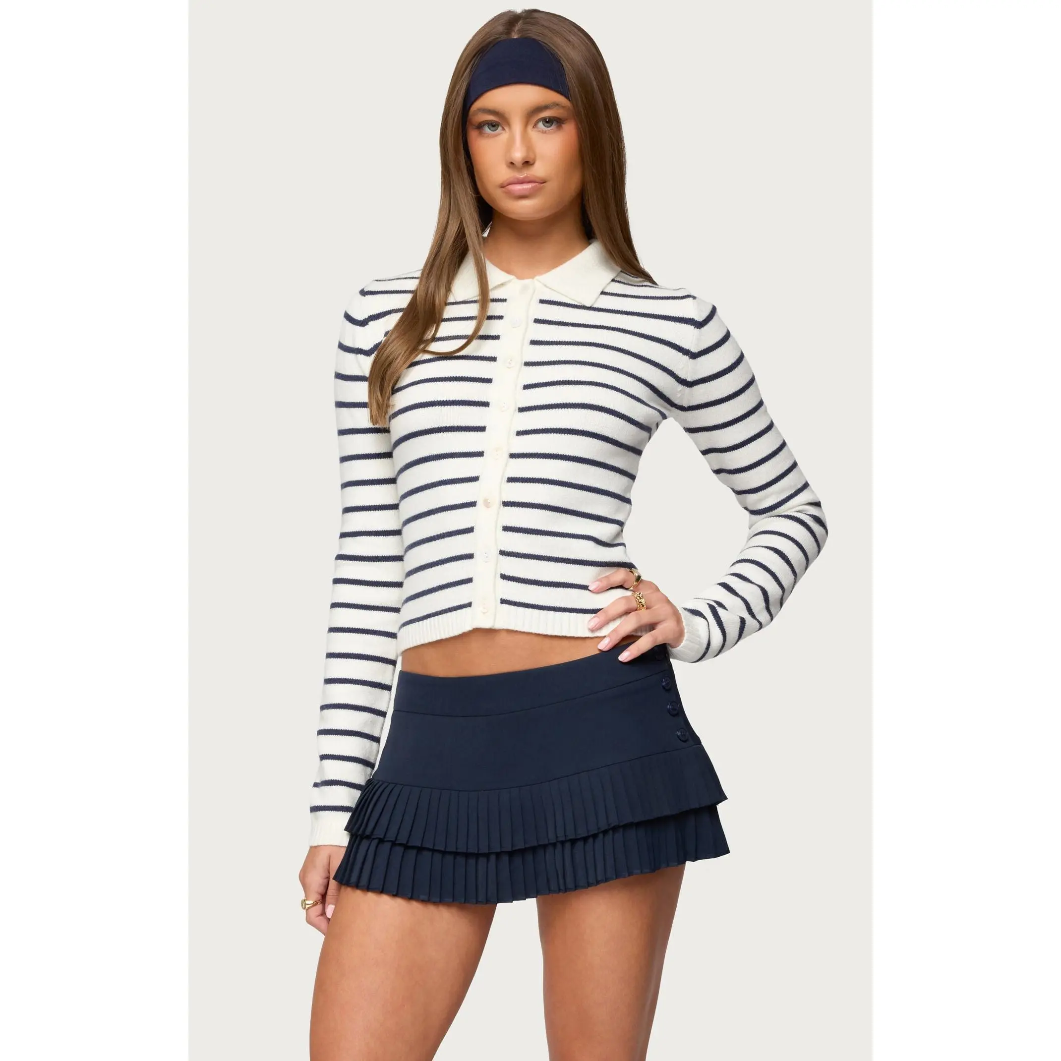 Edikted Women's Loreen Striped Knit Cardigan