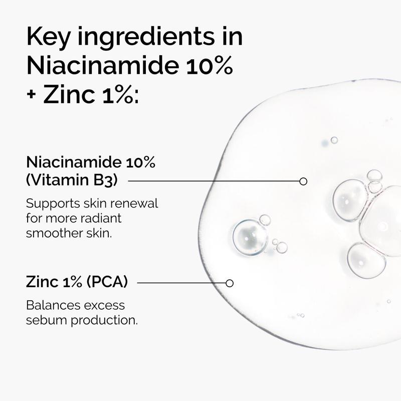 The Ordinary Niacinamide 10% + Zinc 1%, Smoothing Serum for Blemish-Prone Skin