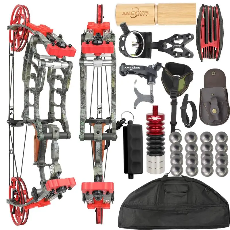 Compound Bow Set with Arrows, Adjustable 30-70lbs Pull Pounds, 19"-Axle-to-Axle, 25-30" Continuous Draw Length, 3.69lbs Weight, 6.5" Brace Height, Strong & Durable, Comfortable Grip, Beginner-Friendly Outdoor Archery Essential