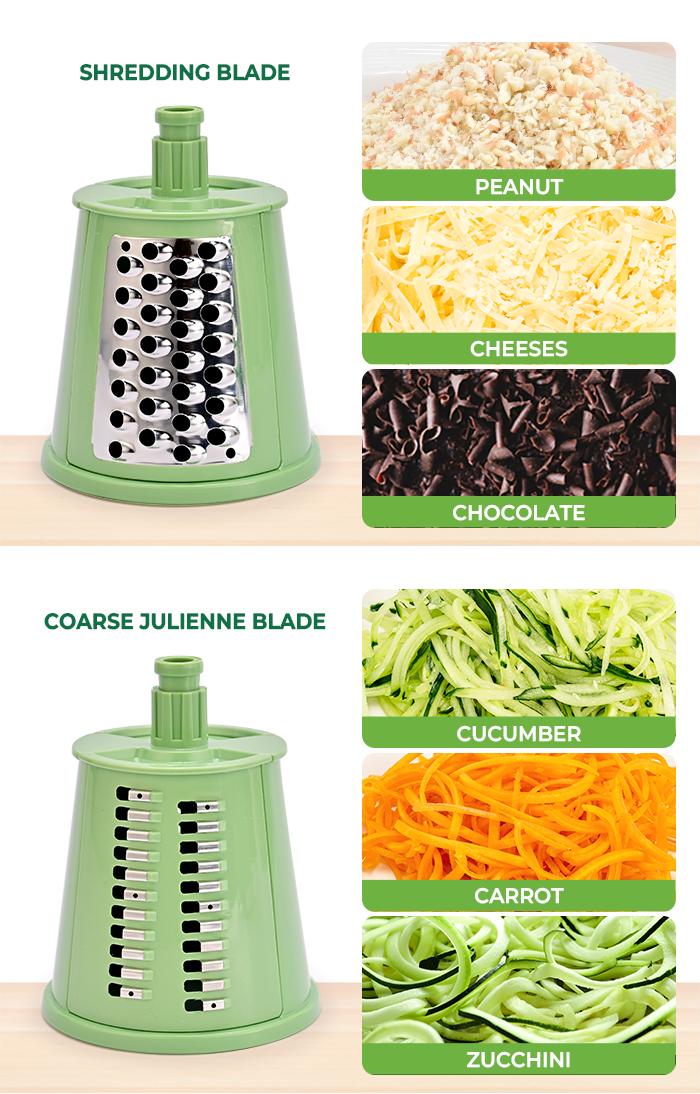 SUSTEAS Rotary Cheese Grater with 6 Replaceable Blades, 18/10 Stainless Steel, BPA Free, Food-Grade Materials Vegetable Cutting Slicer Kitchen Shredder Kitchen Gadgets Utensils