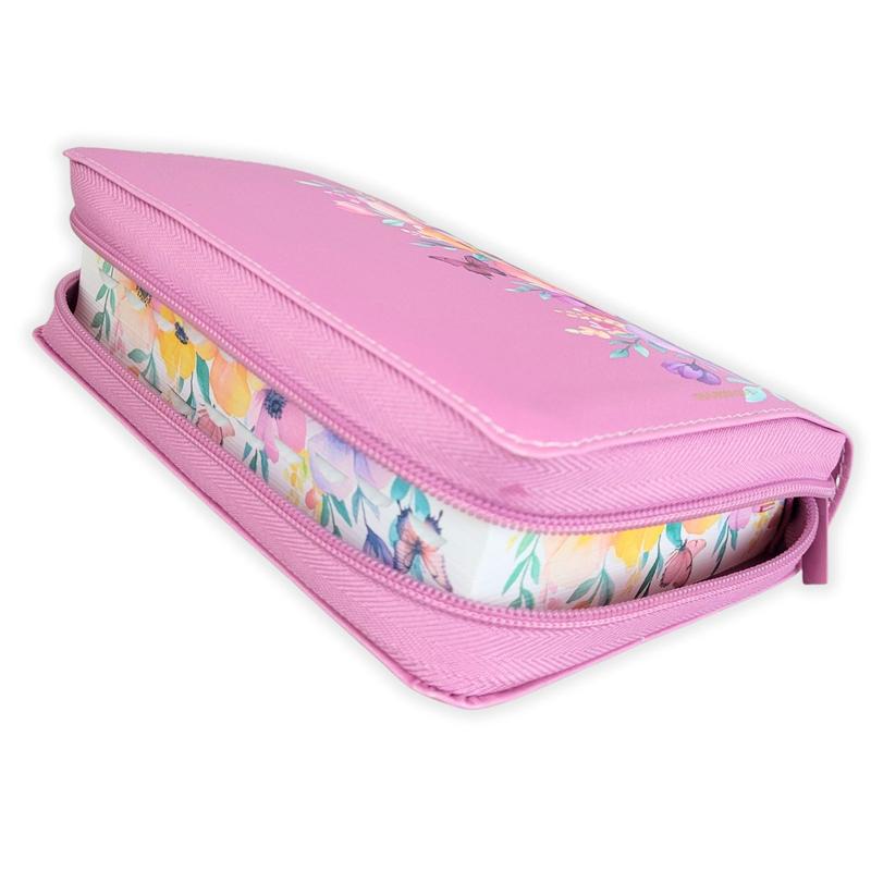 Biblia con Cierre Portatil Letra Grande 12 puntos RV1960 imit piel mauve fantasia floral con indice y canto floral