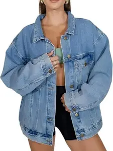 LifeShe Oversized Jean Jacket for Women Trendy Spring Boyfriend Denim Jackets Loose Shacket Coats 2026