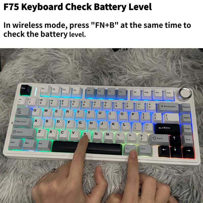 Aula F75 MAX Wireless Mechanical Keyboard 75% Layout Hot Swappable RGB Backlit Gasket Design TFT Screen Knob for PC Mac Linux