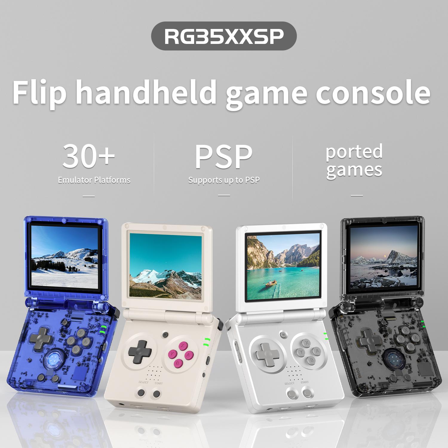 ANBERNIC RG35XXSP Handheld Game Console 3.5" IPS Screen Flip Game Player Linux System Battery 3300mAh HDMI connection to TV Transparent RG35XX SP Handheld Retro Gameing Console Gifts