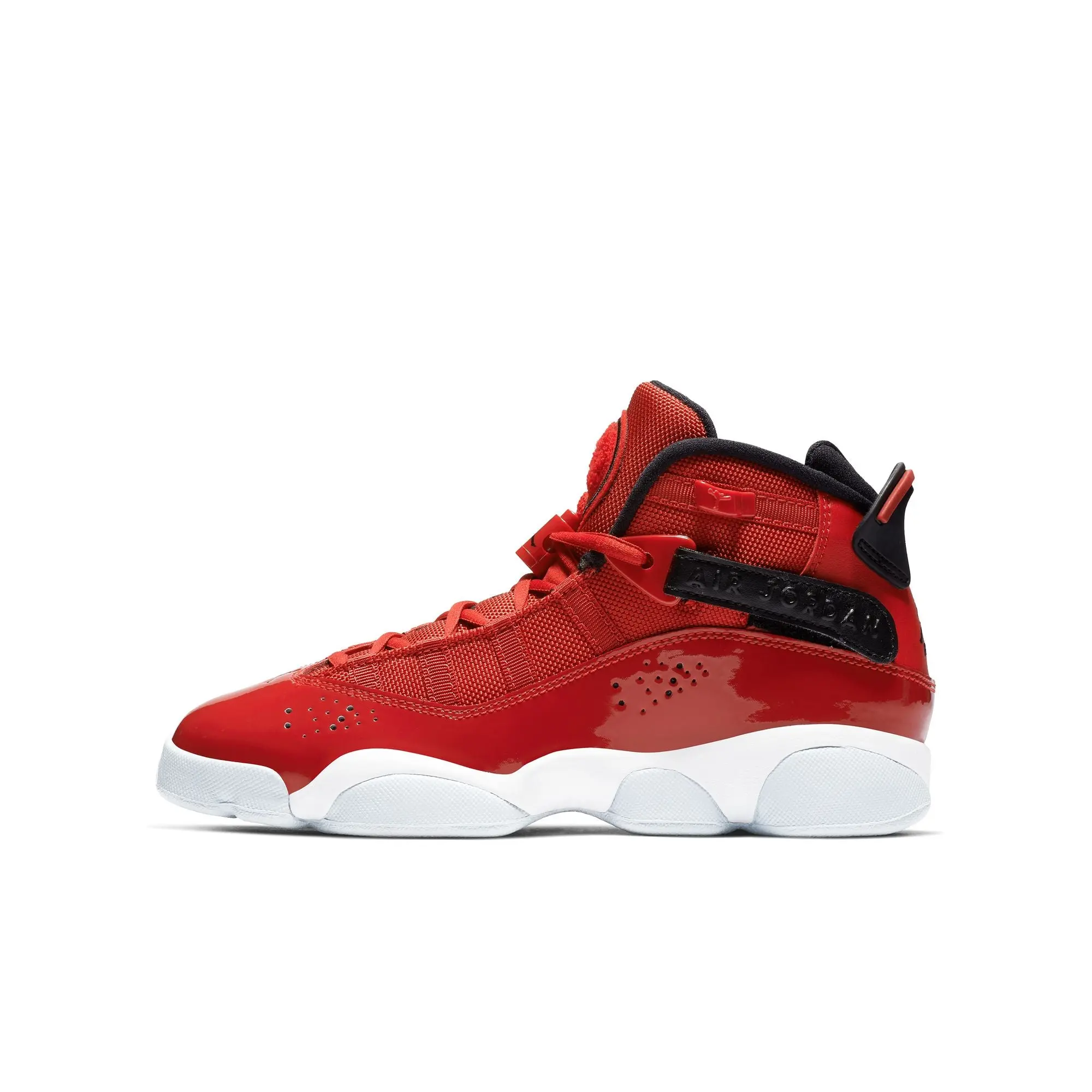 Air Jordan 6 Rings Youth Leather & Synthetic Hoopshoes in Gym Red with Lightweight Foam Cushioning and Durable Traction, Fashionable Sports Shoes, Athletic Shoes, Textiles, Faux Leather, Hoop Shoe