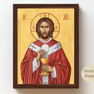 Christ the High Priest Icon: Eucharistic Jesus Wall Art, Sacred Heart Catholic Gift