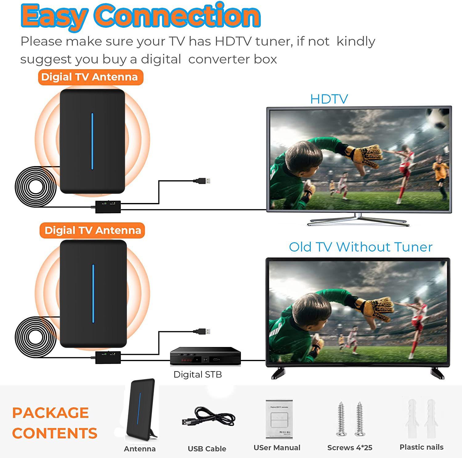 HIDB TV Antenna Digital for Smart TV HD Antena Indoor 4K Digital TV Antenna 360° Signal Amplified Strong Magnetic Base Indoor TV Antenna for Easy Long Range Reception Installation, TikTokShopBlackFriday