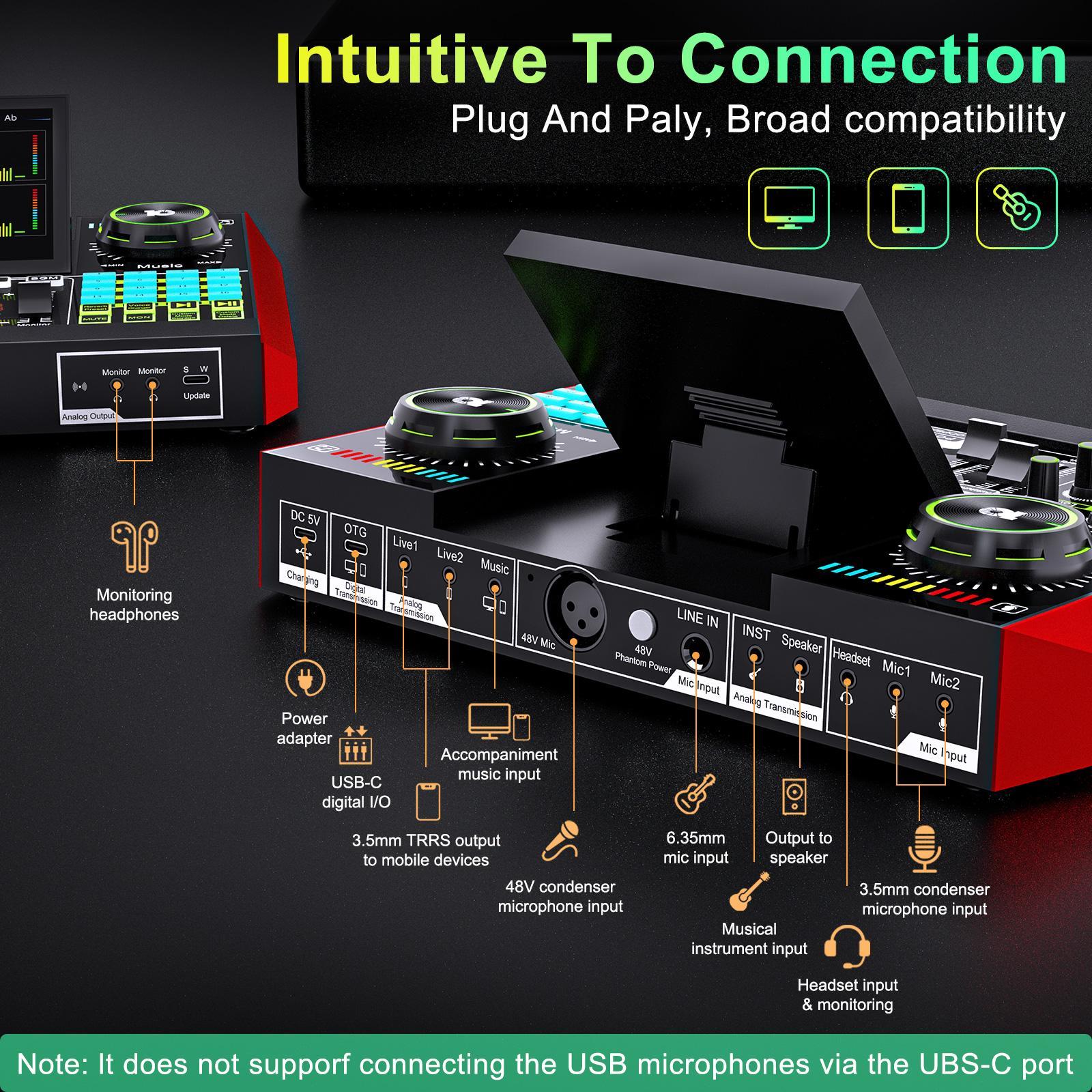 Tenlamp G10-P15 Mixer Sound Card Kit, Custom Sound Effects, with
