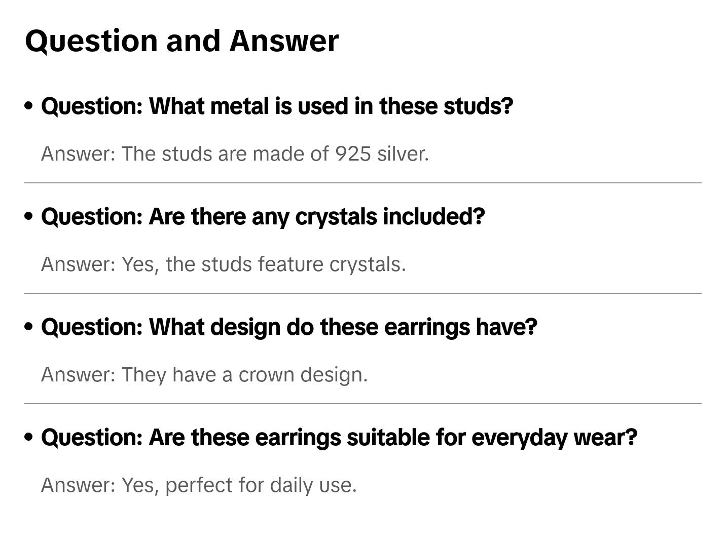 925 Silver Crown Studs