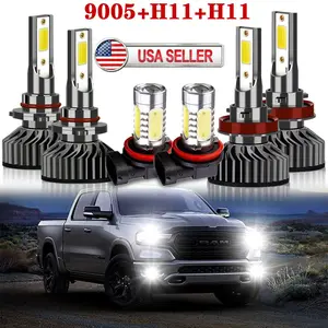 Compatible with 2019 2020 Ram 1500 2500 3500 Combo LED Headlight High Low Beam+Fog Light Kit