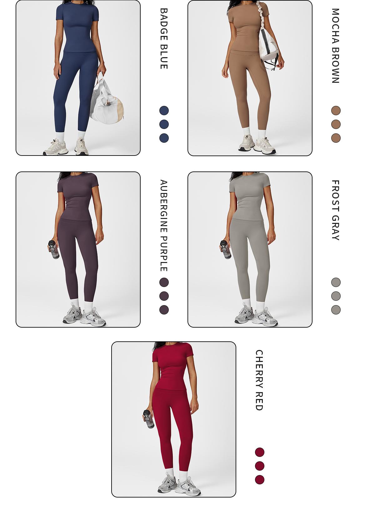 Women’s Solid Color Top & High Waist Leggings Sports Set by MFVIM - Casual, Comfortable, Breathable Two-Piece for Yoga, Gym, Workouts, Running, Ladies’ Gym Sportswear for All Seasons, Yoga Clothing Set,back to school,back to school haul