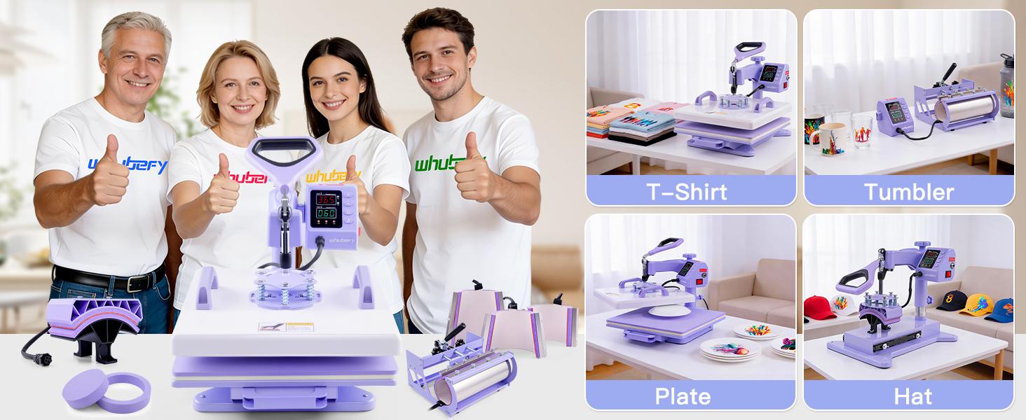 AKEYDIY 5 in 1 Slide-out Heat Press Machine, 15" X 15" Industrial Grade, 360-Degree Swing Away Heat Transfer Machine, Digital Mug Sublimation Heat Press Machine, Suitable for T-shirts/Mugs/Hats/Plates/Baseball Caps/Mouse Pads