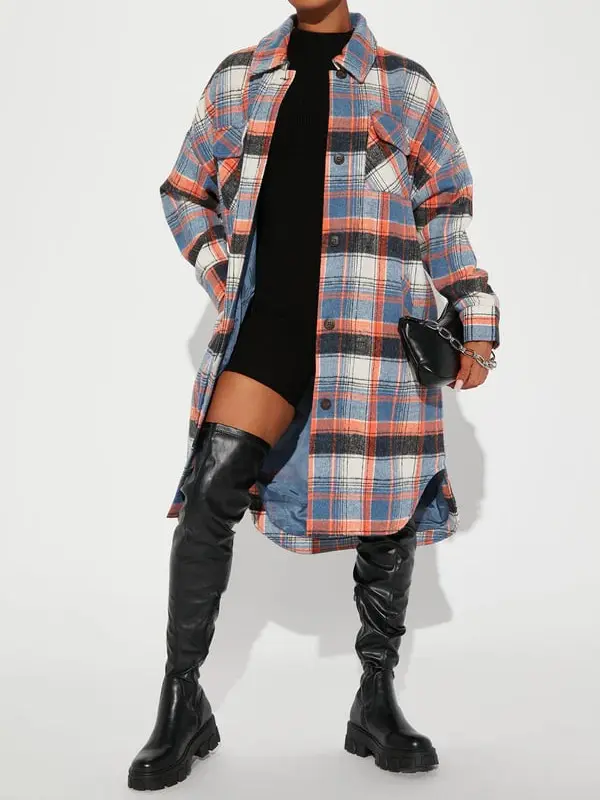 Get Lost Plaid Shacket - Orange/combo