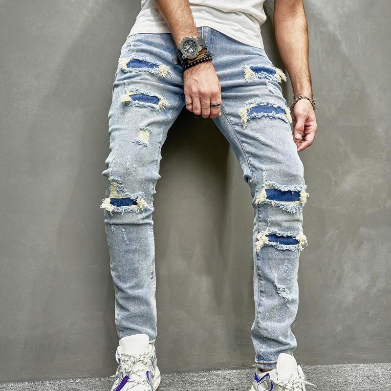 New Men's Jeans patched denim Pants Spring Streetwear Hip Hop Slim Male Stylish Ripped Solid Casual Denim Holes SkinnyTrousers Menswear Underwear Human Pocket Motocross Beige Plain New Men's Jeans patched denim Pants Spring Streetwear Hip Hop Slim Male Stylish Ripped Solid Casual Denim Holes SkinnyTrousers Menswear Underwear Human Pocket Motocross Beige Plain