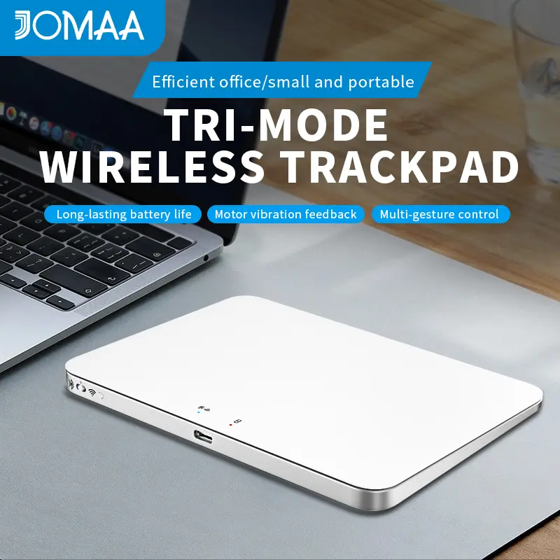 JOMAA Magic Trackpad 2.4G Tri-Mode Touch Mouse Bluetooth Touchpad Mouse Rechargeable Wireless/Wired Touchpad for Laptop iPad IOS Mac Windows, Computer Mouse, Portable