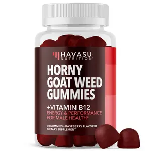 Horny Goat Weed Gummies with Vitamin B12 - Energy, Endurance & Performance Support for Male Health - Vegetarian-Friendly, Non-GMO, Pectin-Based - Raspberry Flavor