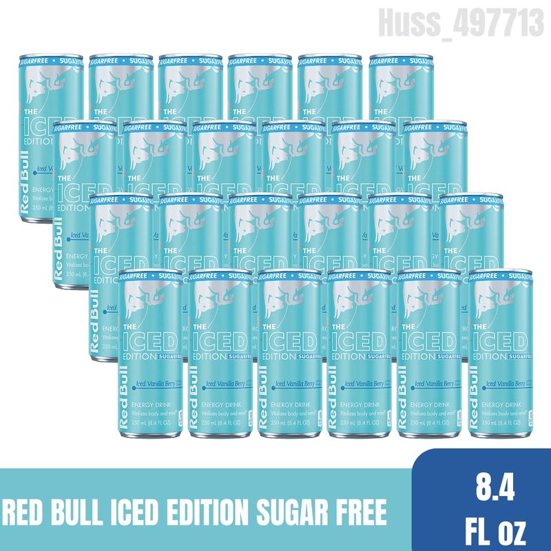 Red Bull Iced Edition Vanilla Berry Sugar Free Energy Drink 8.4 fl oz Multiple Pack Options 1-24 cans Boosts Energy and Focus Carbonated Refreshing