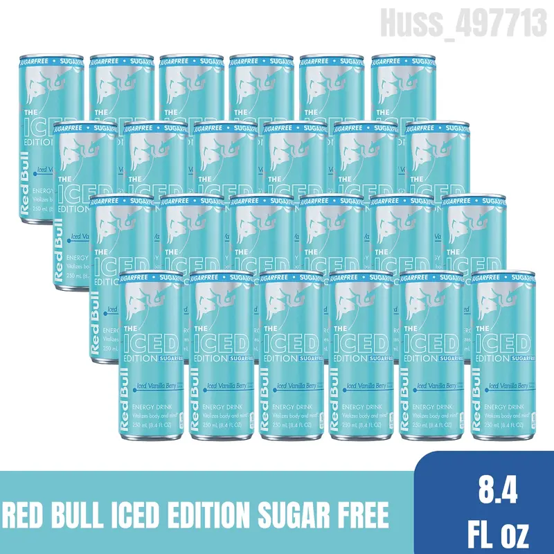 Red Bull Iced Edition Vanilla Berry Sugar Free Energy Drink 8.4 fl oz Multiple Pack Options 1-24 cans Boosts Energy and Focus Carbonated Refreshing