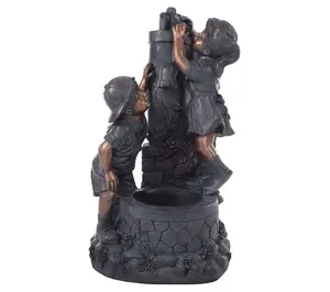 Boy and Girl Outdoor Water Fountain by Nature Spring