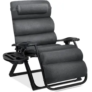 Best Choice Products Oversized Zero Gravity Chair, Folding Recliner w/ Removable Cushion, Side Tray