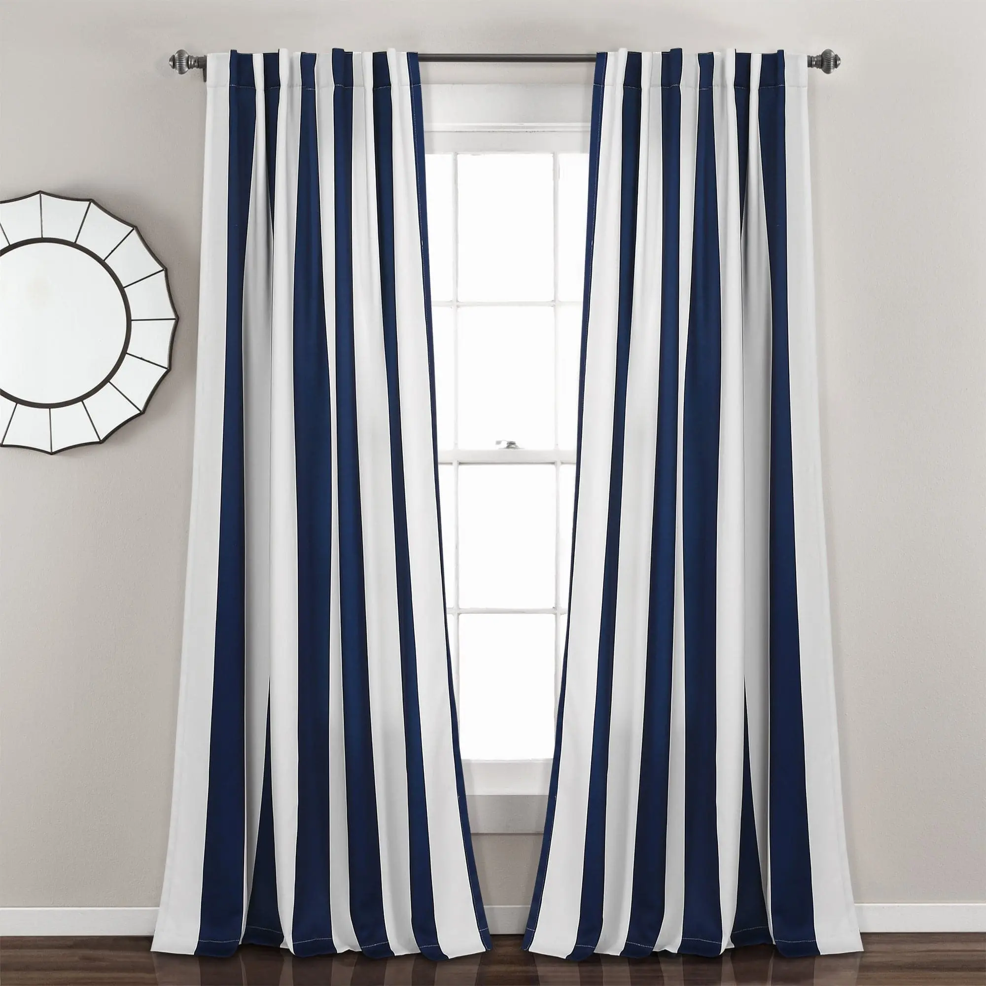 Lush Decor Wilbur Striped Curtains 2-Panel Set - 52"W x 84/95/108"L Light Filtering Vertical Stripes Drapes, 100% Polyester, 3" Back Tab Rod Pockets, Household Textile Room Decor Accessory