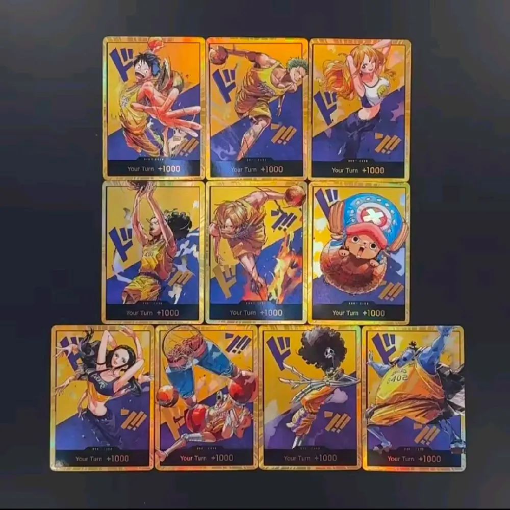 LAKERS X STRAW HAT collaboration trading card Don set of 10 - One Piece x NBA artwork- Textured Gold Foil Adventure Trading Cards