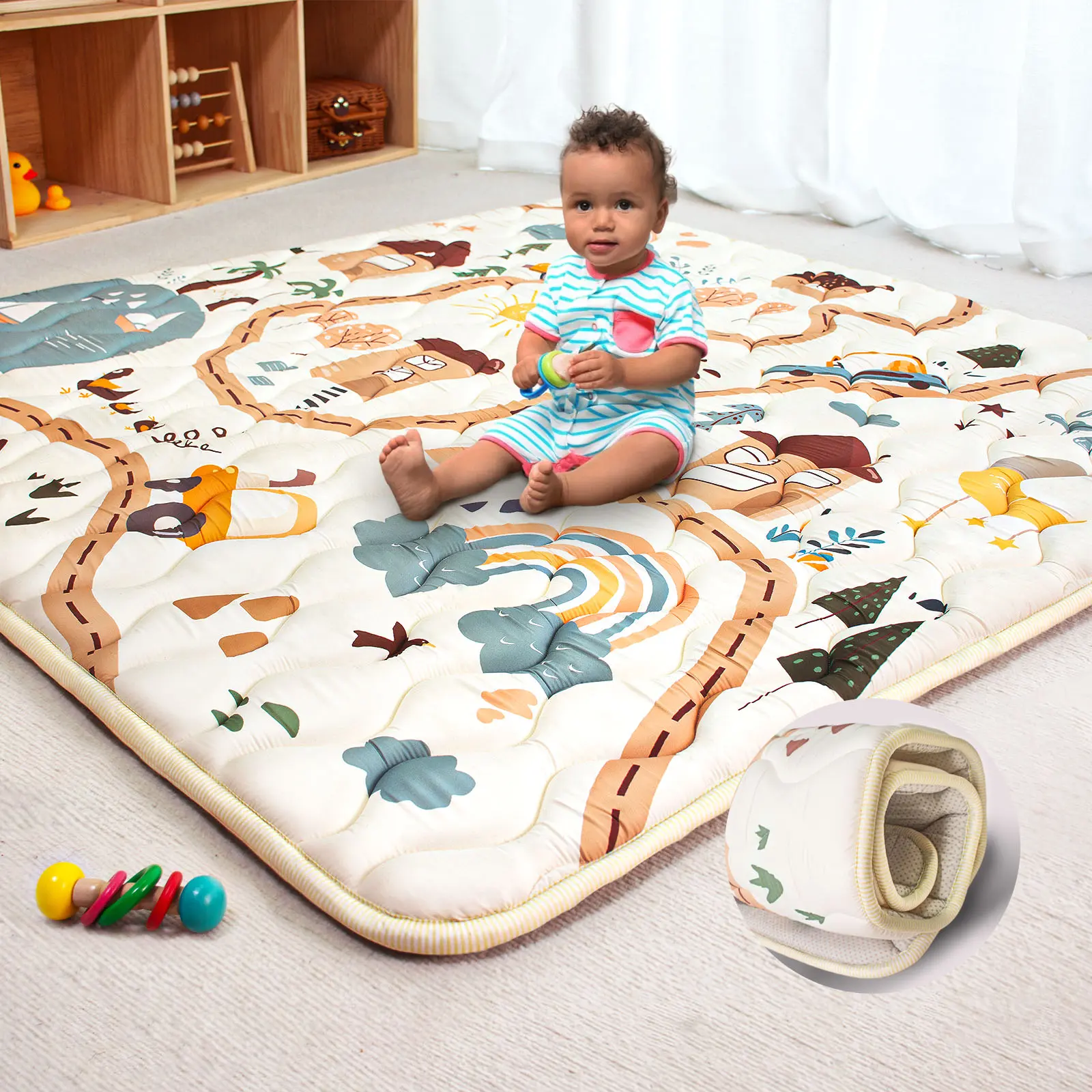 Primlect 50x50 Foam Landing Mat - 3-Layer Premium Baby Playgym Accessory, Non-Slip, Machine Washable, Tumble Dryer Safe Landing Mat Playgyms & Playmats