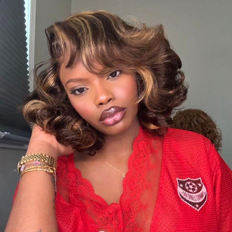 [Free Upgraded 7x6 Side Part] Menglle Hair Honey Blonde Highlight 200% Density 7X6 Lace Front Wig Pre Cut Lace Ready to Go Human Hair Wigs Medium Cap Size#springfresh#GiftedInLove