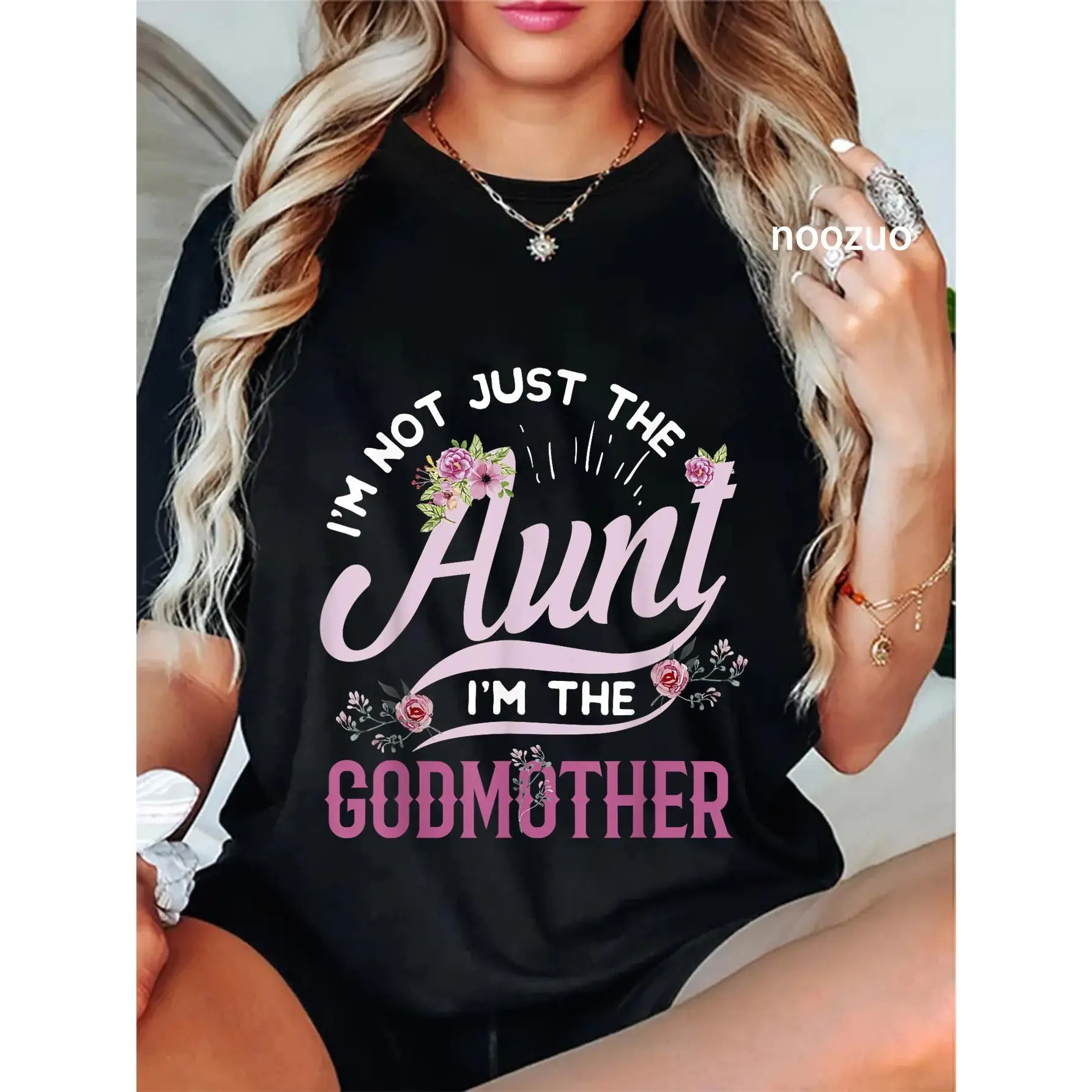100% Cotton I'm Not Just the Aunt I'm the Godmother T-Shirt Auntie Tee T-Shirt Christ Christian Tops
