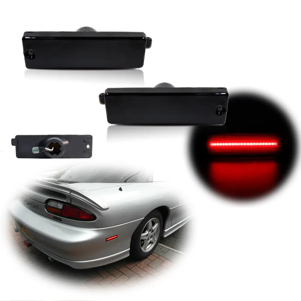 2pcs Smoked Lens Red LED Rear Bumper Side Marker lamps Lights For 1993 1994 1995 1996 1997 1998 1999 2000 2001 2002 Chevy Camaro