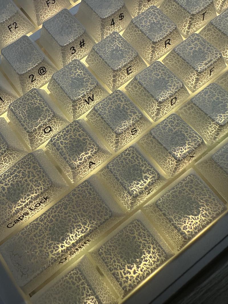 【Keycap Only】FURYCUBE Crakle Coated Translucent Keycaps 112 Keys Cherry Height Textured feel Mehcanical keyboard keycap, Cool Funny beautiful keycaps, for gaming/office/student, gift