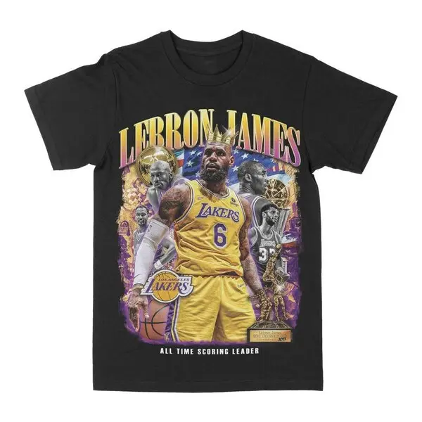 Lebron James Retro Graphic T-Shirt  All-Time Leading Scorer Basketball Player Shirt, 90s Hip Hop , Y2K Style , Sports Apparel