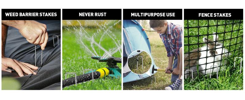 6 Inch Landscape Staples, Garden Stakes Galvanized Tent Stakes Heavy Duty 11 Gauge Anti-Rust Staples for Plant Cover, Turf, Fence, Grass Decoration