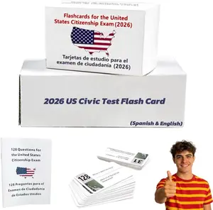 2026 US Civic Test Flash Card Spanish & English, Tarjetas de ciudadania 2026 inglés y español 128 preguntas, US Citizenship Flash Card Bilingual Naturalization Test Study Guide Set