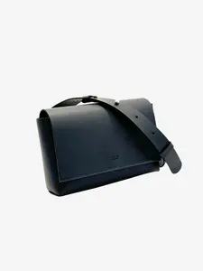 AJ Structured Leather Belt Bag - Black